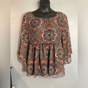 AB Studio red&purple sheer blouse